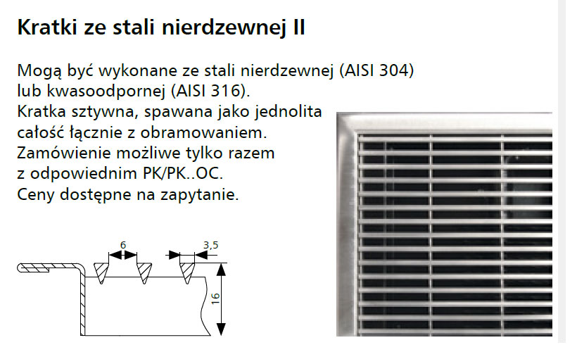 Kratka ze stali nierdzewnej - wariant II