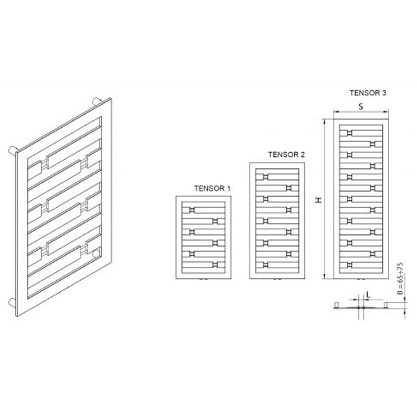 Grzejnik Radeco Tensor - rysunek techniczny